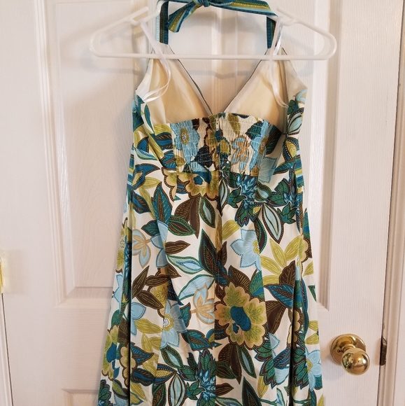 R&K Green and Blue Floral Halter Dress - Picture 5 of 7